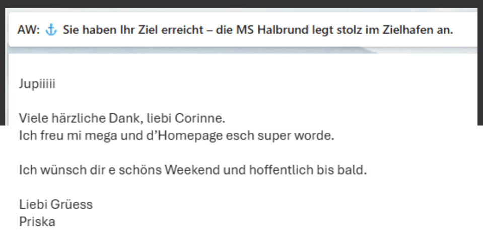 Kundenfeedback von einer Selbstständigen Kundin im Bereich Kinesiologie Behandlungen aus Möhlin im Aargau, sagt wie toll sie die neue Homepage findet.